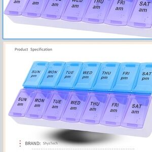 ShysTech 14-Compartment Weekly Pill Organizer in Blue & Purple